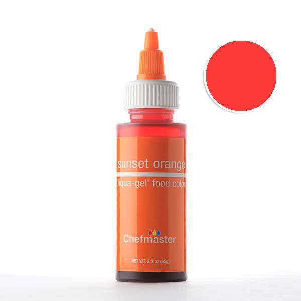 สีเจล ส้มซันเซต ขวด 65กรัม /Chefmaster Color Sunset Orange Liqua-Gel 2.3oz/5036