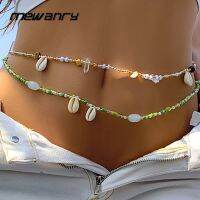 【YF】 Mewanry Double Deck Contrasting Color Geometric Beaded Belly Chains For Women Creative Shell Pendant Body Waist Chain Jewelry