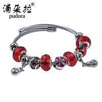 【YF】 Riches Apple Beads Beaded Jewelry Chain Adjustable Opening Stainless Steel Titanium bracelet accessories