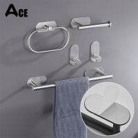 No Drilling Self-adhesive Bar Holder Robe Toilet Paper Rack Brushed Gold Hardware Accessories Set