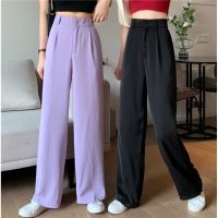 COD SDFERTGRTYTYUYU KEAIA Purple high waist wide leg pants casual trousers suit pants S-XXL