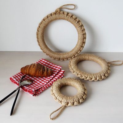1Pc Straw Linen Rope Woven Round Ring Tableware Mat Placemat Coasters Pot Plate Pad Kitchen Table Decoration