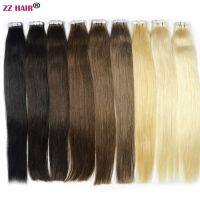 ZZHAIR 30g-70g 14" 16" 18" 20" 22" 24" Machine Made Remy Tape Hair 100% Human Hair Extensions 20pcs/pack Tape In Hair Skin Weft Cleaning Tools