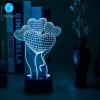 YT โคมไฟตั้งโต๊ะ   3D USB Led Night Light 7 สี ของขวัญ (Heart 4) โคมไฟหัวเตียง โคมไฟ โคมไฟอ่านหนังสือ