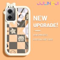 Jlingji เคสสำหรับ Xiaomi Redmi 10 5G Redmi Note 11E 5G Redmi 11 Prime 5G เคสรูปดาวหมีดอกไม้สร้างสรรค์สีสันน่ารักกล้องมอนสเตอร์ตัวเล็กนิ่มสำหรับเลนส์ซิลิโคนใสกันกระแทกแบบใสง่ายเคสป้องกัน