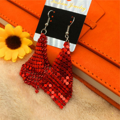 Tassel Earring Pendant Earrings Sexy Shine Dangling Metal Earrings Square Mesh Pendant Sequins Earrings