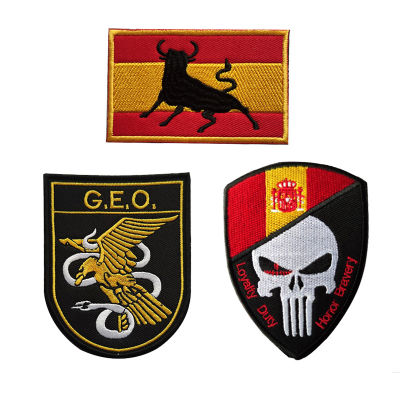 สเปนปักธงตะขอและห่วงแพทช์ GEO E Agle และงูวัวตรากองทัพยุทธวิธีทหาร Bullfight กระเป๋าเป้สะพายหลังผ้าสติ๊กเกอร์