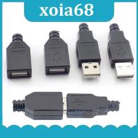 xoia68 Shop 100pcs 5V USB Type A 2.0 Male Female 4Pin Plug Socket Connector Adapter 4pin Plastic Cover Solder DIY Connection Wholesale