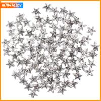 M7847Q3PV 100Pcs โลหะผสมอัลลอยด์ ลูกปัดเว้นระยะรูปปลาดาวสีเงินโบราณ เงินโบราณ 1111มม. ลูกปัดโลหะรูปสัตว์ทะเล อุปกรณ์เสริมที่มีประโยชน์ รูปร่างปลาดาว ลูกปัดเสน่ห์โลหะทะเลมหาสมุทรทิเบต สาวๆ