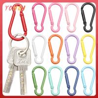 YONGJ 5Pcs กีฬากลางแจ้ง อุปกรณ์ อะลูมิเนียมหลากสี โลหะผสม Carabiner พวงกุญแจหัวเข็มขัด ตะขอเดินป่าตั้งแคมป์ ปุ่มปีนเขา