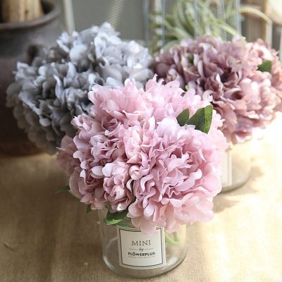 [AYIQ Flower Shop] 5ชิ้นดอกโบตั๋นดอกไม้ผ้าไหมสำหรับตกแต่งงานแต่งงานดอกไม้ประดิษฐ์ดอกโบตั๋นช่อดอกไม้ปลอมสำหรับตกแต่งบ้าน Flower
