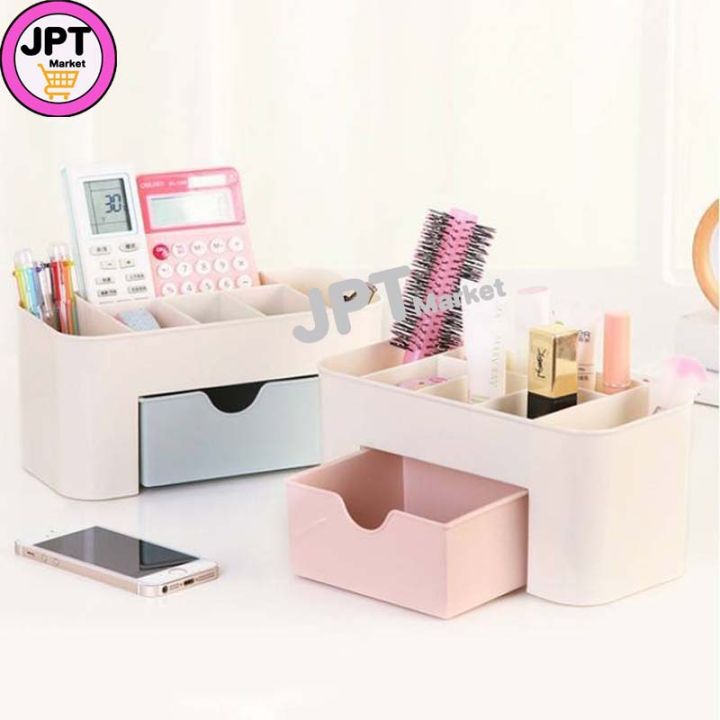 jpt-market-กล่องใส่เครื่องสำอางค์-6-ช่อง-พร้อมลิ้นชัก-ช่วยจัดระเบียบ-ประหยัดพื้นที่ในการจัดเก็บ-ชั้นวาง-กล่องเครื่องสำอางค์-กล่องพลาสติก