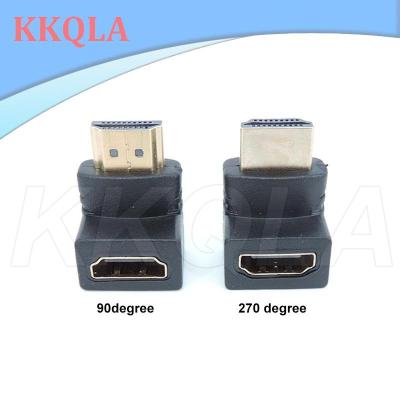 QKKQLA Male to female HDMI-compatible converter 90 270 degree right-angle adapter elbow connector for HDTV tv cable