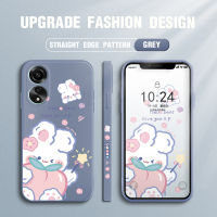 เคสโทรศัพท์กระต่ายสีขาวน่ารักลายการ์ตูนสำหรับ OPPO A78 4G เคสมือถือคลุมทั้งหมดปลอกซิลิโคนน้ำมีขอบสี่เหลี่ยมเคสป้องกันกล้อง