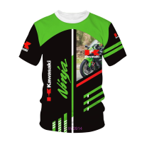 pendek 2023！lengan New！T-shirt leher bulat dengan logo motorsikal Kawasaki, gaya Harajuku, fashion musim panas, cocok untuk pria High quality products （Freeprinting of names）