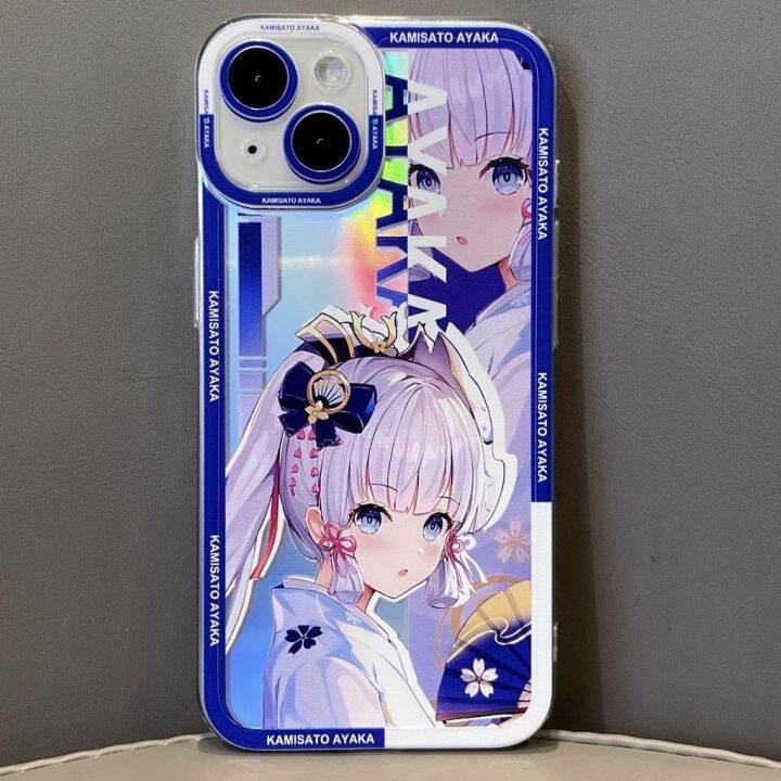 genshin-impact-เคสโทรศัพท์มือถือ-แบบใส-กันกระแทก-ลายเจ้าหญิง-ayaka-สีเทา-สําหรับ-iphone-13-12-11-pro-promax-x-xs-xsmax-xr-7-8-plus