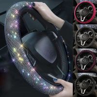 【YF】 Car Rhinestones Steering Wheel Cover With Crystal Diamond Sparkling Suv Protector Fit 14.5-15 Inch Vehicle