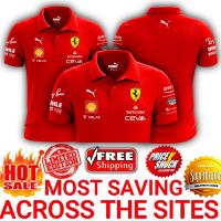 F1 2022 เสื้อยืดโปโล แขนสั้น พิมพ์ลายกราฟฟิค Scuderia Ferrari Racing Team ขนาดใหญ่ สําหรับผู้ชาย และผู้หญิง