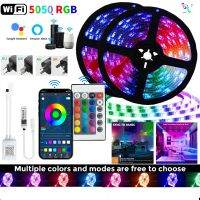 {Best-selling party decoration}ไฟตัวปรับความสว่างไฟ LED DC12V 5-30ม.,เทป RGB 5050บลูทูธยืดหยุ่นกันน้ำห้องไดโอดไฟควบคุม WIFI 10 15 20เมตร