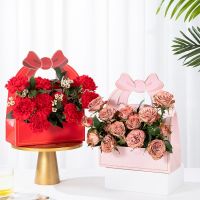 Packing Box Basket Paper Portable Valentines Day Party Gift Present Wedding Rose Box Rosette Mothers Day