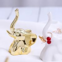 Ceramic Fox Landscape Figurines Cute Gold White Elephant Fox Tabletop Ornament Fairy Garden Animal Ornaments Home Decoration