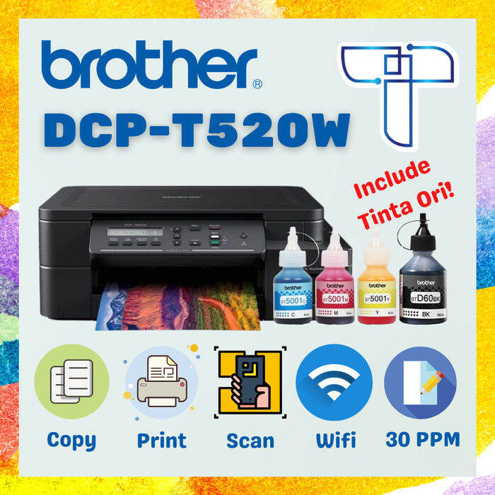 Printer Ink Tank Brother DCP T520W Inkjet Scanner Wifi Multifunction