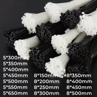 Black White Self-locking Plastic Nylon Tie 5*300mm~8*500mm Cable Tie Fastening Ring Cable Tie Zip Wraps Strap Nylon Cable Tie-SOPO STORE