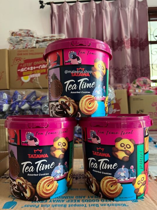 คุกกี้-คุ๊กกี้ถังทาทาวา-tatawa-tea-time-assorted-cookies-คุ๊กกี้-รวม4รสชาติใน1ถัง-400g-บิสกิต-ทาทาวา-คุกกี้เนย-คุกกี้รวม