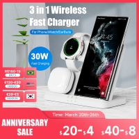 ZZOOI 3 in 1 Wireless Charger Stand for Samsung Galaxy Z Flod4 S23 S22 FE 30W Fast Charging Dock Station Watch5 Pro Holder Buds2 Pro