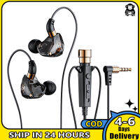 ใหม่เอี่ยม KT02หูฟังขนาด3.5มม. เฮดโฟนแบบเสียบหูพร้อม Earphone HiFi ไมโครโฟนเบสสำหรับการสตรีมหูฟังคาราโอเกะ