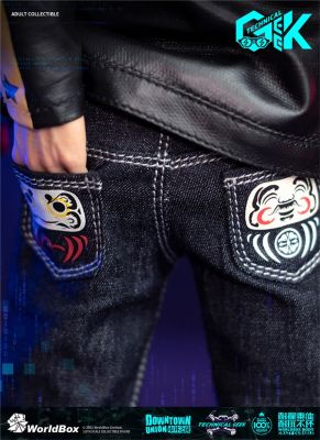 hot！【DT】✌❈  1/6 Worldbox AT035 Technical Polytechnic Male Fashion Jeans Pant with Pattern 12