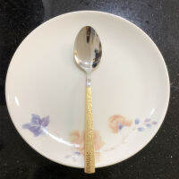 GRAND MALL ช้อนส้อมสแตนเลส สีเหลือง ตะเกียบ สแตนเลส 304 Stainless steel Spoon with decorative pattern