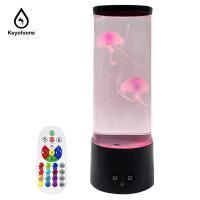 LED Jellyfish Lamp USB Colorful Desktop Night Light Decorative Aquarium Jellyfish Light with Remote Control Aquarium Tank Night Light Jellyfish Lava Lamp for Bedroom Keyohome