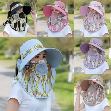 Women Summer Sun Hat With Detachable Fan Sunscreen Anti-ultraviolet Breathable  Hat With Neck Flap