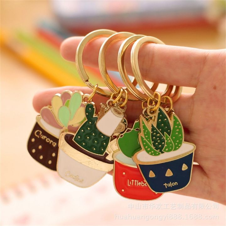 yf-cactus-keychain-succulent-potted-chains-car-charms-favors