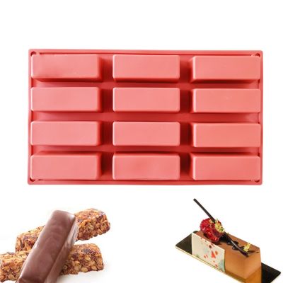 【CW】 12 Cavity Silicone Protein Bars Mold Rectangle Granola Bar Baking Mould French Dessert