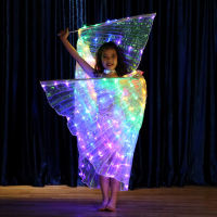 2020 Halloween Children Dancers LED Performance Fluorescent Butterfly Wing LED Belly Dance Wear Carnival Costume Christmas Shows