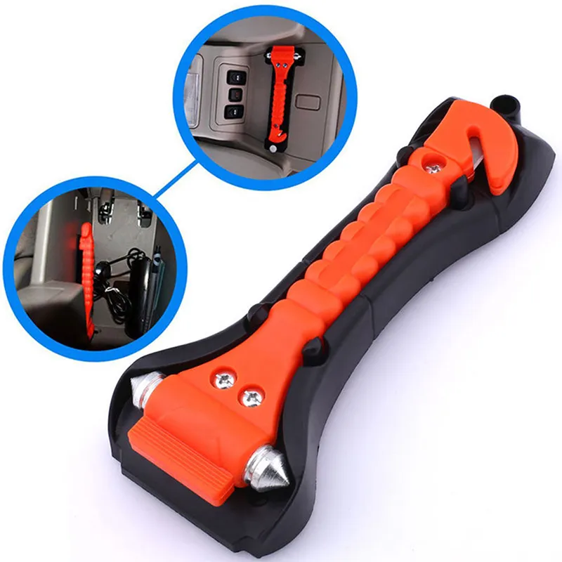 LCX 2 In 1 Mini Car Safety Hammer Life Saving Escape Emergency Hammer Seat  Belt Cutter Window Glass Breaker Car Rescue Tool Accessories