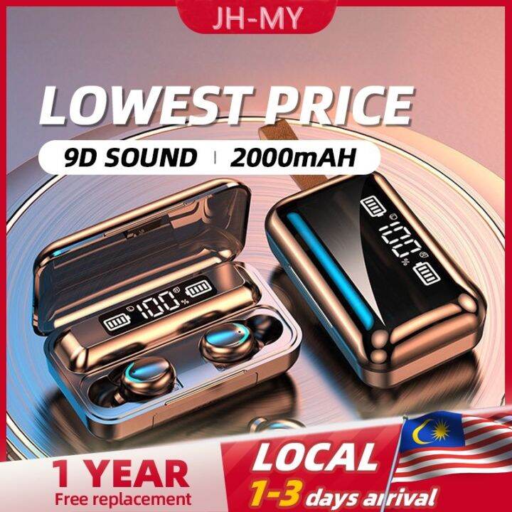 【COD】AMOI F9 9D Sound TWS 5.0 Bluetooth Earphones earbuds wireless LED