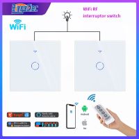 ۩⊕∏ Tuya Smart Switch Wifi Light Touch Switch Glass Panel EU Wall Switch No Neutral Wire Smart Home Alexa Google Home 1/2/3 gang