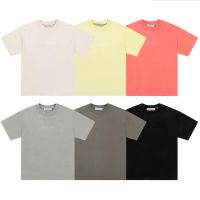 ღღReady Stock ღღ ✨ ? High Street Mens and Womens T-Shirt FOG Double-Thread ESSENTIALS New Loose Letter Flocking Print Loose Couple Round Neck Short Sleeve T-shirt