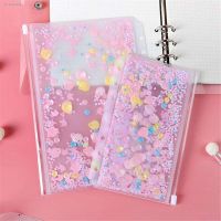 ﹊✁ 1pc Cute Glitter Sequins A5 A6 Inner Pocket 6 Holes Planner File Holder Kawaii Loose Leaf Zipper Binder Journal Storage Pouch