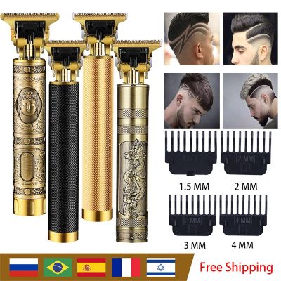 2022 Vintage T9 0MM Electric Cordless Clipper Hair Cutting Machine Professional Barber Hair Trimmer For Men Shaver Beard Lighter