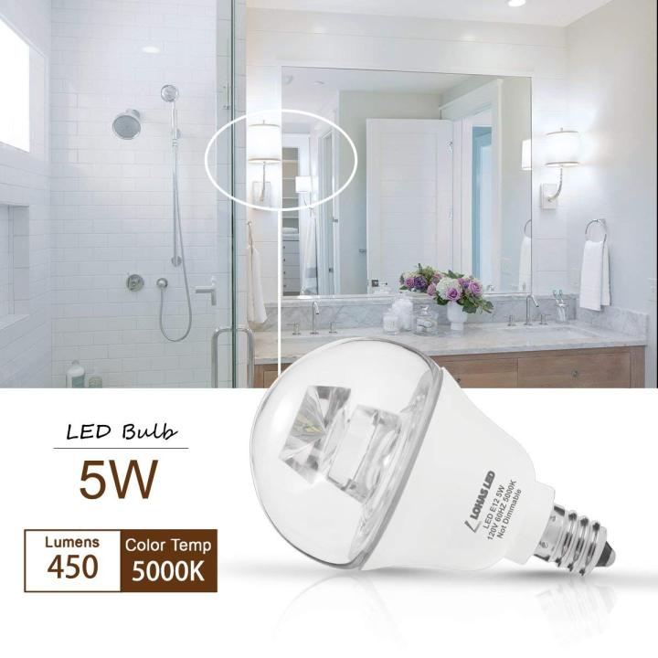 หลอดไฟ-led-e12-40w-เทียบเท่าลูกโลก-g14กลางวัน5000k-ไฟกลางคืน5w-120v-โต๊ะโคมไฟตั้งโต๊ะสำหรับโคมระย้าพัดลมติดเพดานในครัว6ชิ้น