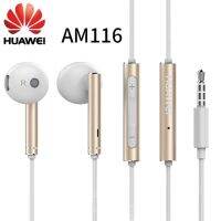 หูฟัง Am116 Huawei แบบมีสาย3.5มม. In-Ear เกียรติไมโครโฟนสวมศีรษะการควบคุมระดับเสียงสำหรับ Samsung เสี่ยวหมี่โซนี่สมาร์ทโฟน1.2เมตร