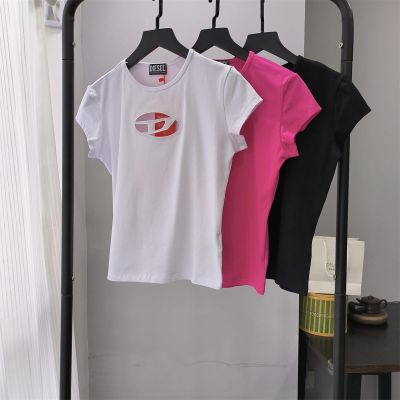 Diesel High Diesel Version 23 Spring And Summer New Spice Sexy Hollow Out A Short-Sleeved Blouse Cultivate Ones Morality Show Thin White T-Shirt
