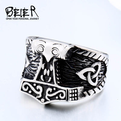 Beier วินเทจไวกิ้งเซลติกเทศกาลแหวนเหล็กไทเทเนียมแหวนแฟชั่นเครื่องประดับแหวนเหล็ก