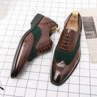 ผู้ชายสำนักงานธุรกิจชุดหนังแฟลตผู้ชายแยกหนังรองเท้าแต่งงาน2023คน Brogues รองเท้าหนังยางแต่เพียงผู้เดียวขนาดใหญ่48