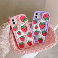 การ์ตูนเกาหลีน่ารักๆ3D เคสซิลิโคนลายสตรอเบอร์รี่สุดอร่อยสำหรับ IPhone 14 Pro Max 11 12 13 Xs Xr 6 7 8 Plus เคสลูกกวาดสุดสร้างสรรค์