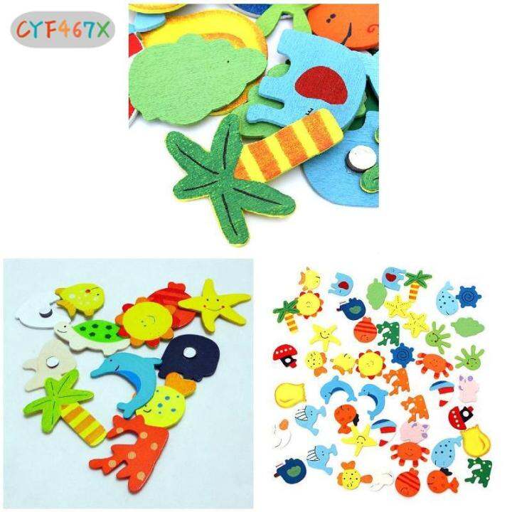 cyf-12-pcs-set-children-toys-fridge-magnet-wooden-cartoon-animals-kids-educational-learning-toy-gifts